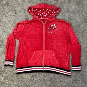 Disney Parks Minnie Mouse Red Full Zip Light Jacket With Hood Women’s Plus Sz 3X